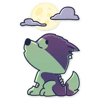 😔 Hund, Mond, Wolke, Cartoon, Sticker, Tier whatsapp sticker