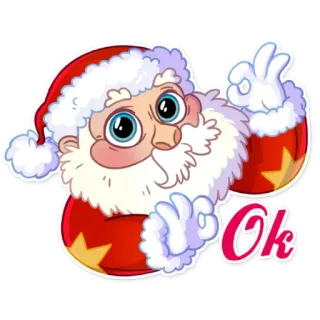 👌 Santa Claus Ok Santa, Navidad, Fiesta, Ok, Pulgar arriba, Festivo, Dibujos animados telegram sticker