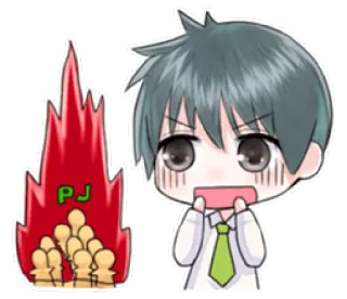 💻 PJ Anime, Cartoon, Feuer, Pfoten, Figur, Chibi telegram sticker