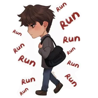 😴 Run running, hurry, cartoon, boy, bag telegram sticker