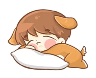 😴 Cartoon, Slapen, Anime, Hond, Kussen, Schattig telegram sticker