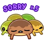 🙏 SORRY ×5 scuse, scusa, carino, cartoni animati, personaggio whatsapp sticker