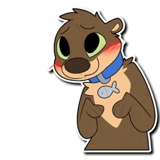 😊 otter, cartoon, animal, cute, embarrassed telegram sticker