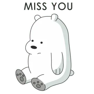 🙁 MISS YOU медведь, белый медведь, скучаю по тебе, грустный, мультфильм, милый whatsapp sticker
