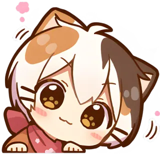 🥹 gato, anime, kawaii, fofo, adesivo, chibi whatsapp sticker
