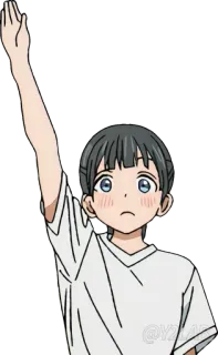 🙋‍♀ Anime, Personaggio, Ragazza, Alzando la mano, Serio whatsapp sticker