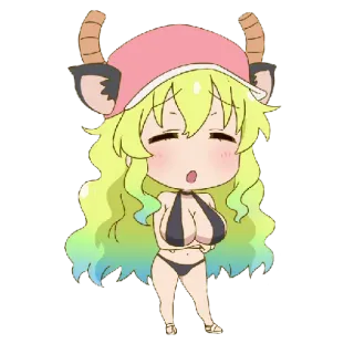 😪 Lucoa Miss Kobayashi's Dragon Maid Anime, Draak, Chibi, Kawaii, Lucoa, Miss Kobayashi's Dragon Maid, Schattig whatsapp sticker