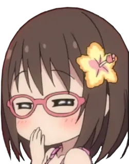 🤭 Anime, Chica, Flor, Lindo, Dibujo animado telegram sticker