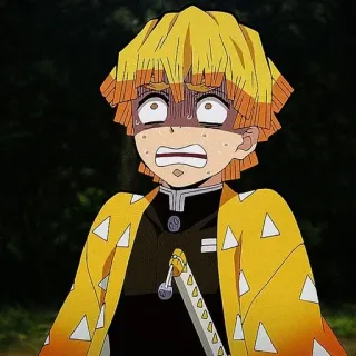 🌟 Zenitsu Agatsuma Demon Slayer Zenitsu, Demon Slayer, Anime, Frightened, Sword, Cartoon telegram sticker