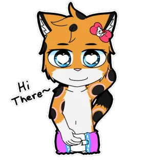 😉 Hi There~ Cartoon, Katze, Süß, Anthropomorph, Tier, Gruß telegram sticker