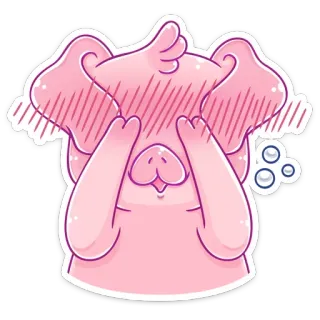 🙈 niedlich, rosa, tier, cartoon, errötend, kawaii telegram sticker