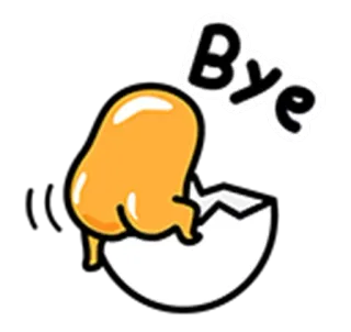 ✋ Gudetama Bye กุเดทามะ, ไข่ขี้เกียจ, ไข่, ลาก่อน, บ๊ายบาย, การ์ตูน, คาวาอิ telegram sticker