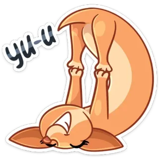 🥳 yu-u anjing, hewan, kartun, imut, unik, terbalik, seru telegram sticker