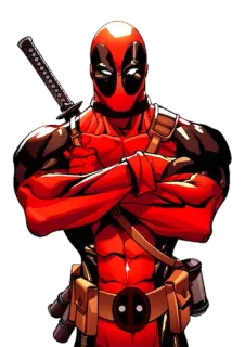 😈 Deadpool Deadpool, Marvel, superhero, comic book, weapon, katana, antihero telegram sticker