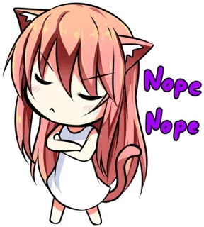 ✋ Nope
Nope Fille anime, Oreilles de chat, Nope, Mignon, Autocollant, Manga, Chibi telegram sticker