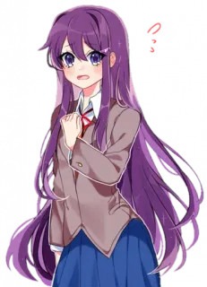 💜 Yuri Doki Doki Literature Club! ??? anime, sticker, tóc tím, cô gái anime, dễ thương, doki doki literature club telegram sticker