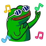 🕺 Pepe the Frog Pepe, ếch, ngầu, kính, nhạc, meme trên mạng whatsapp sticker