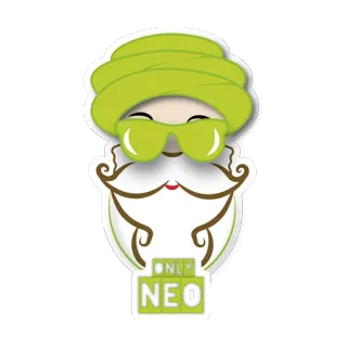 ☺ ONLY NEO ตัวละคร, สีเขียว, แว่นตา, อวตาร telegram sticker