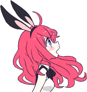 😮 Anime, Coelhinha, Fofo, Cabelo Rosa, Desenho animado telegram sticker