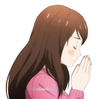 🙏 SwallowZincon Anime, Cô gái, Cầu nguyện, Tay, Buồn, Đỏ mặt, Dễ thương telegram sticker