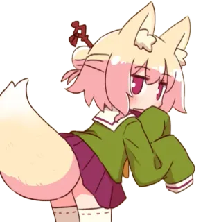 ❤️ Аниме, Девушка-лиса, Кэмономими, Милый, Каваий telegram sticker