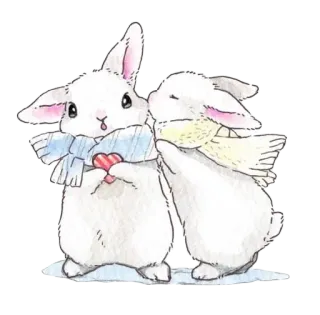 🌟 兔子, 小兔子, 动物, 可爱, 围巾, 心, 爱 whatsapp sticker