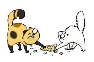😕 cat, pizza, cartoon, food, playful, funny whatsapp sticker
