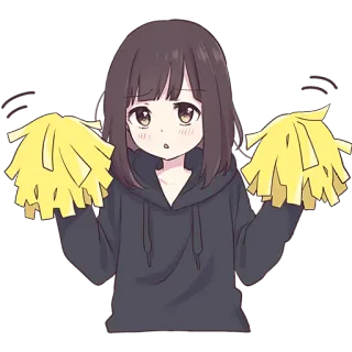 ✊ anime, girl, cheerleader, cute, kawaii, pom-poms whatsapp sticker