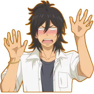 😟 anime, character, expression, embarrassed, blushing, scared whatsapp sticker