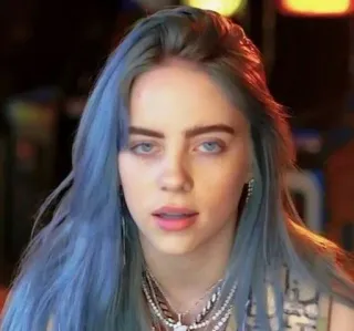 😐 Billie Eilish บิลลี ไอลิช, นักร้อง, เพลงป็อป, นักดนตรี, ผมสีฟ้า telegram sticker