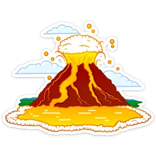 🌋 volcan, éruption, nature, paysage, montagnes, nuages telegram sticker