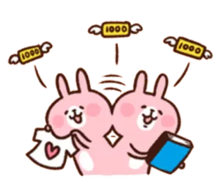 💲 1000 bunny, money, kawaii, cute, sticker, cartoon telegram sticker