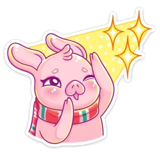 ✨ cerdo, animal, lindo, bufanda, pegatina, ilustración telegram sticker