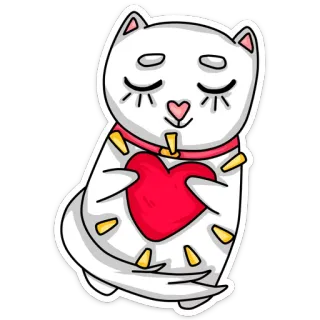 ❤ кот, сердце, любовь, милый, животное, наклейка whatsapp sticker