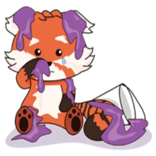 🙁 キツネ, 悲しい, 紫, 泣く, こぼれた, 動物, 漫画 telegram sticker