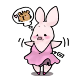 💭 Piglet Winnie the Pooh поросенок, винни пух, медведь, милый, розовый, платье telegram sticker
