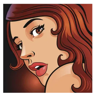 😧 femme, portrait, dessin animé, illustration, visage, coiffure telegram sticker