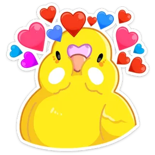 ❤️ vogel, parkiet, geel, harten, liefde, schattig, sticker telegram sticker