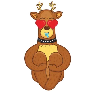 ❤️ cervo, olhos de coração, animal, desenho animado, amor, rena telegram sticker