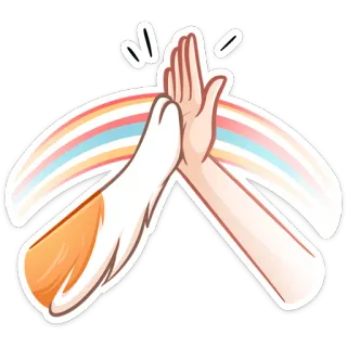 ⏺ Дай пять, Руки, Радуга, Сотрудничество, Дружба, Командная работа telegram sticker