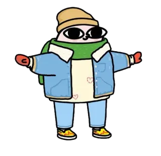 😌 ตัวละคร, การ์ตูน, ฤดูหนาว, เสื้อผ้า telegram sticker