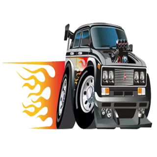 ☹ машина, мультфильм, пламя, транспорт, наклейка telegram sticker