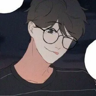 😜 мужчина, очки, портрет, мультфильм, рисунок, аниме whatsapp sticker