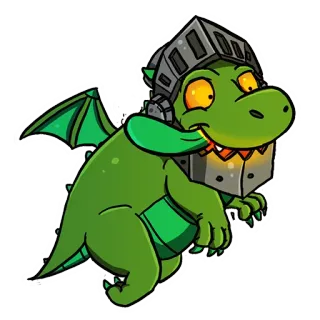 🐉 dragon, dessin animé, chevalier, mignon, animal, armure, fantaisie whatsapp sticker