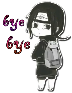 🎧 Itachi Naruto bye bye Anime, Manga, Kreskówka, Kot, Ninja, Pożegnanie, Do widzenia telegram sticker