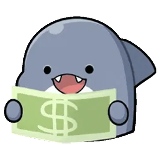 ⭐ cartoon, shark, money, dollar sign, cute, illustration whatsapp sticker