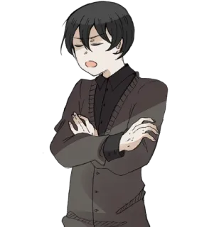 😡 Anime, gelangweilt, Pullover, Charakter, japanisch, Manga, müde telegram sticker