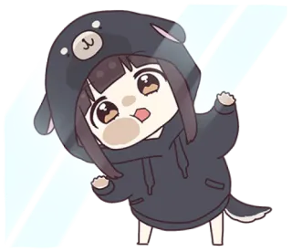 🌩 Anime, Mädchen, Bär, Hoodie, süß telegram sticker