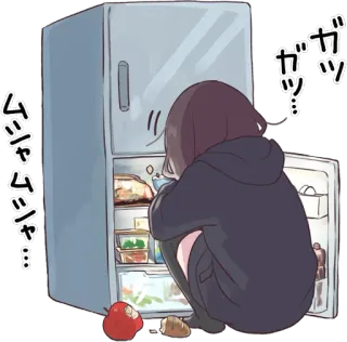 🤤 Anime, Manger, Frigo, Snacks, Dessin animé whatsapp sticker