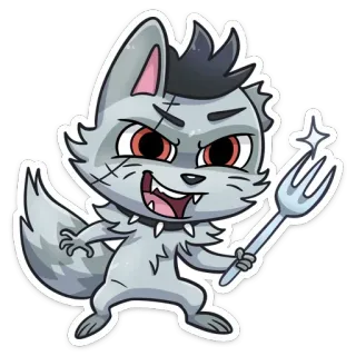 🍴 wolf, cartoon, gabel, wütend, tier, süß telegram sticker